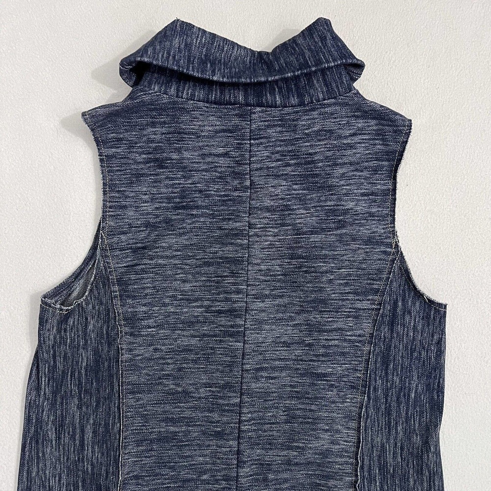 Zoa Anthropologie Women Stretch Blue Denim Raw Hem Cowl Neck Sleeveless Dress S - Picture 7 of 9
